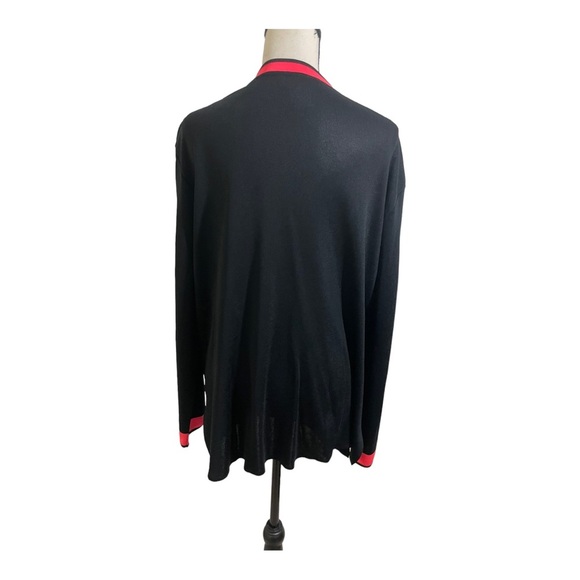 Ming Wang open front Cardigan black and pink details.size Large. - Picture 5 of 11